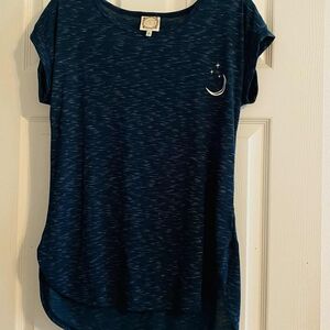 Blue Relaxed Cap Sleeve Tee